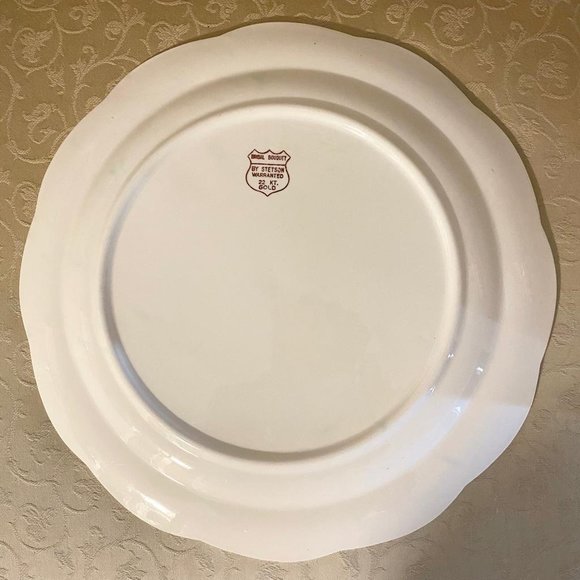 Vintage Bridal Bouquet By Stetson 22 kt Gold Scalloped Edge Round Platter - Picture 4 of 8